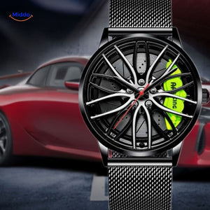 TurboGear Automatisch Horloge mesh band en groene accenten www.middo.nl