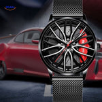 TurboGear Automatisch Horloge rood accent en leren band stijlvol www.middo.nl