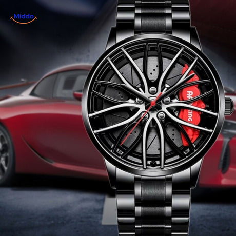 TurboGear Automatisch Horloge rood detail en staalband www.middo.nl