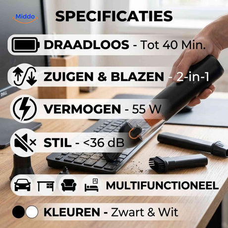 Turbovac Autostofzuiger veelzijdig voor auto en huis www.middo.nl