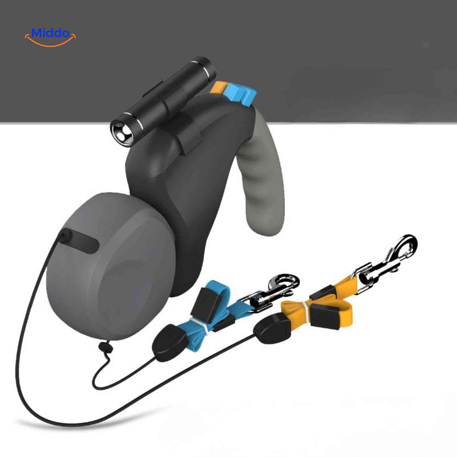 TweeTrek Hondenriem 360 graden draaiend systeem www.middo.nl