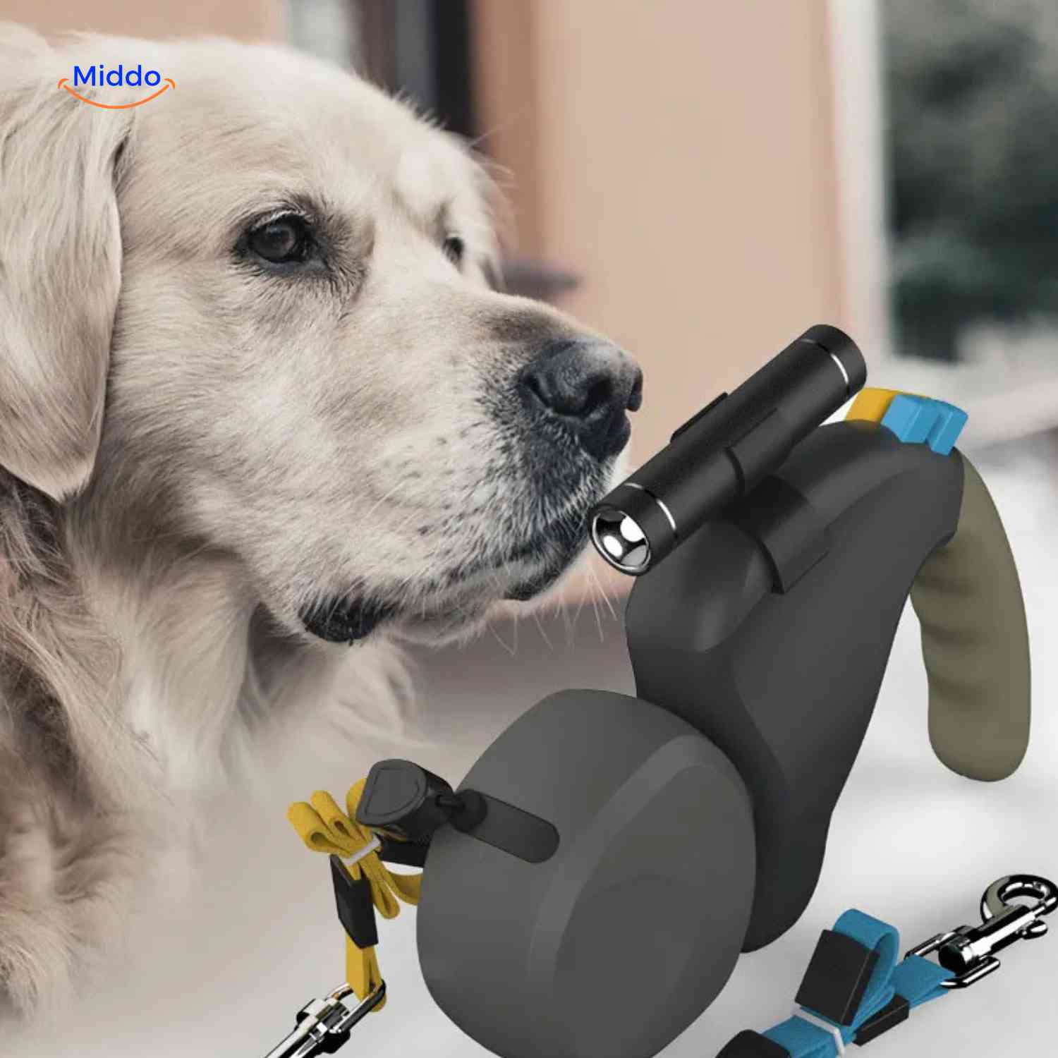TweeTrek Hondenriem hond met zaklamp www.middo.nl