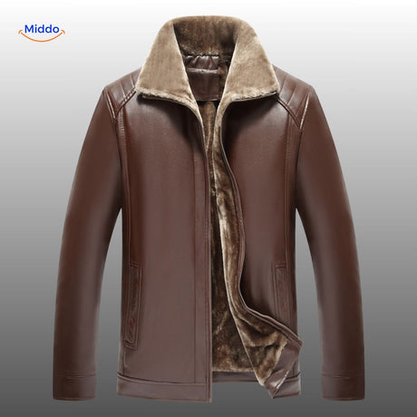 UrbanClass Leren Jas lederen jas bruin met bontkraag www.middo.nl