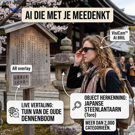 VisiCam AI Bril live vertalen objectherkenning ai reizen www.middo.nl