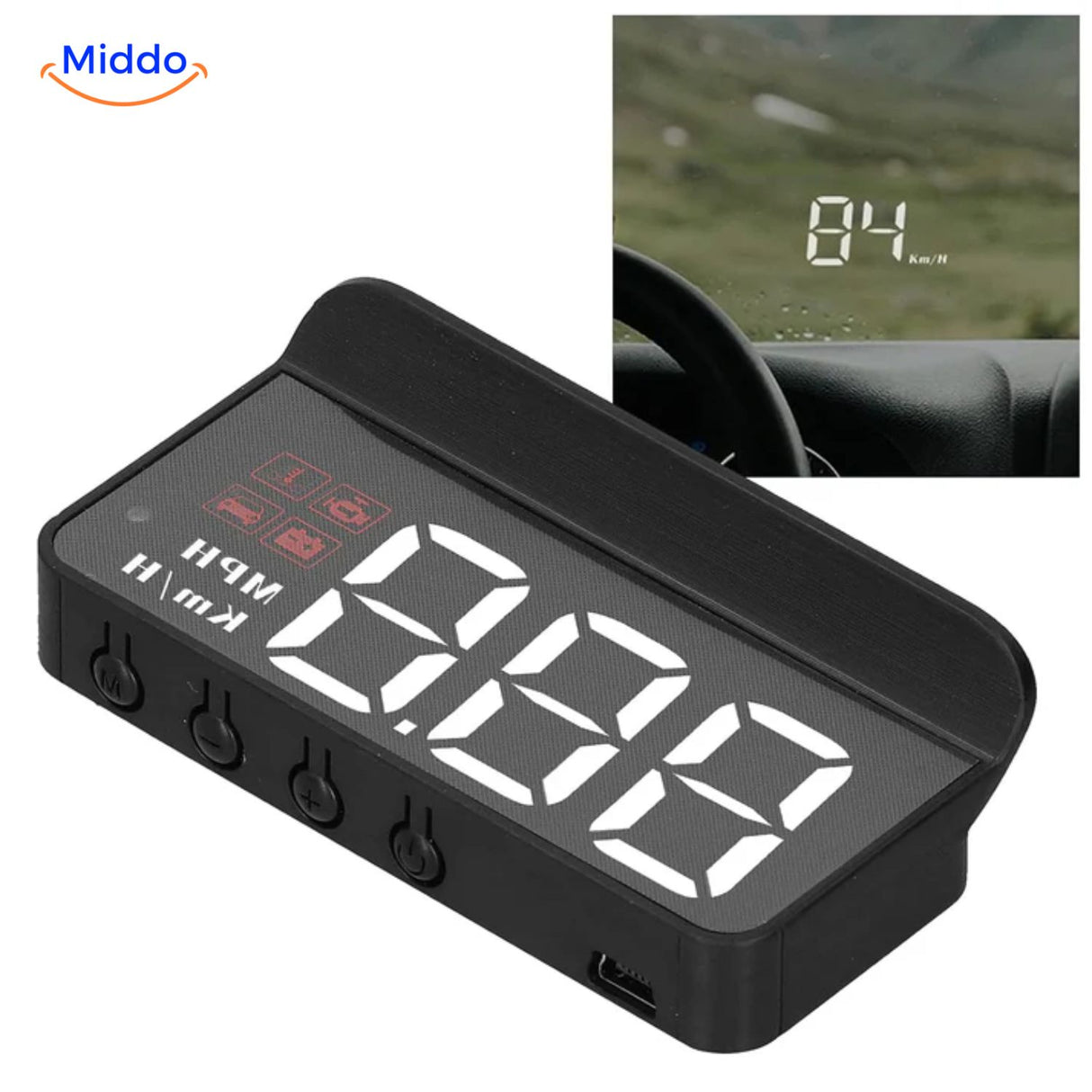 Visiopro M3 HUD auto snelheidsweergave met installatieset middo.nl