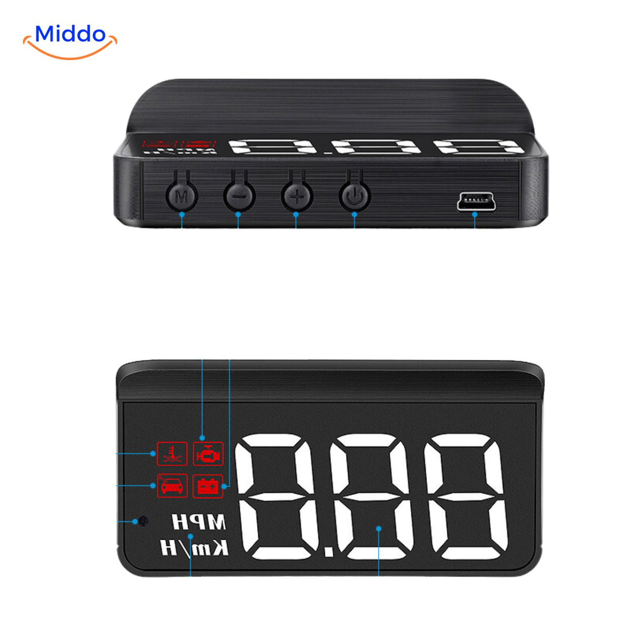Visiopro M3 HUD nacht en dagweergave auto snelheidsprojectie middo.nl
