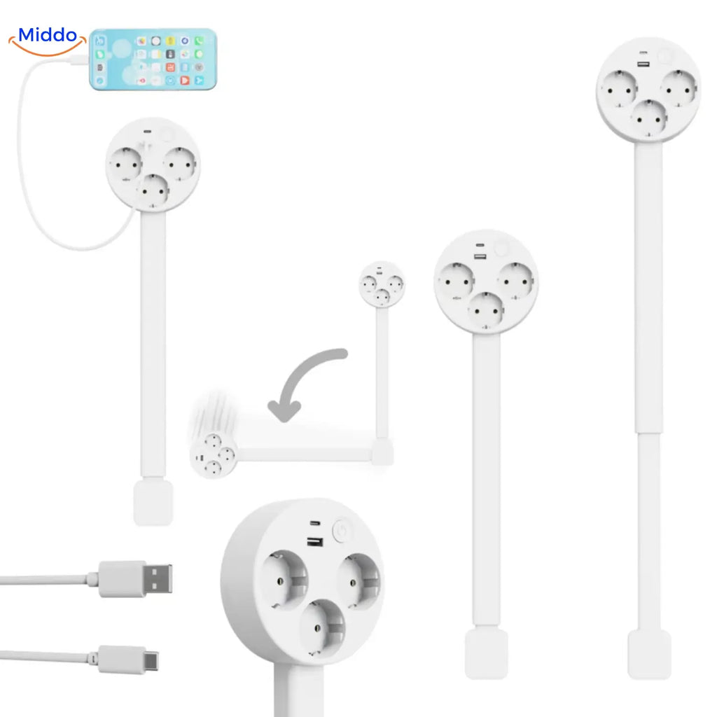 Voltiflex stopcontact verstelbaar ideaal achter meubels www.middo.nl