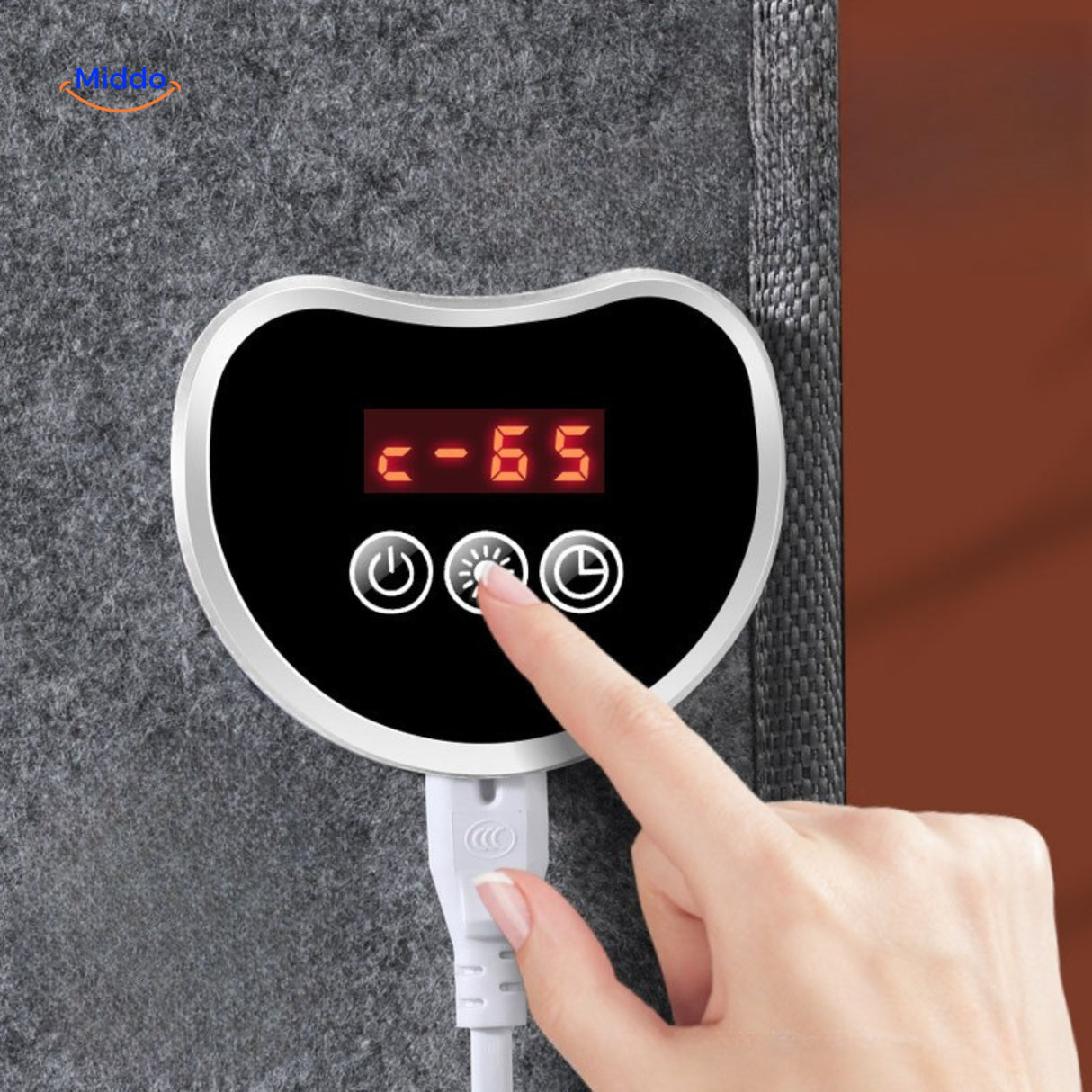 Warmilo Voetverwarmer digitale bediening met temperatuur www.middo.nl