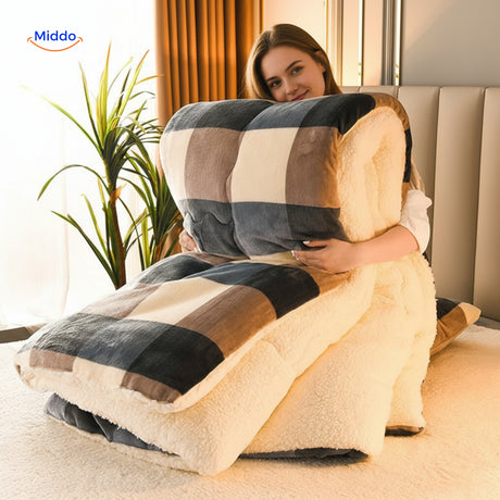 Warmora Deken comfortabele fleece deken met sherpa voering voor winter www.middo.nl