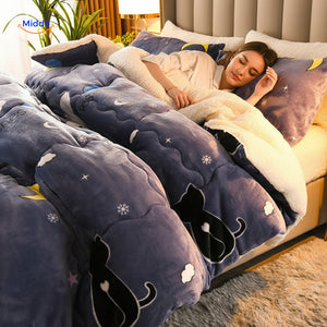 Warmora Deken comfortabele winterdeken met sherpa en maanprint www.middo.nl