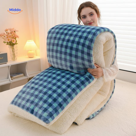Warmora Deken dikke plaid met sherpa voering voor extra comfort www.middo.nl