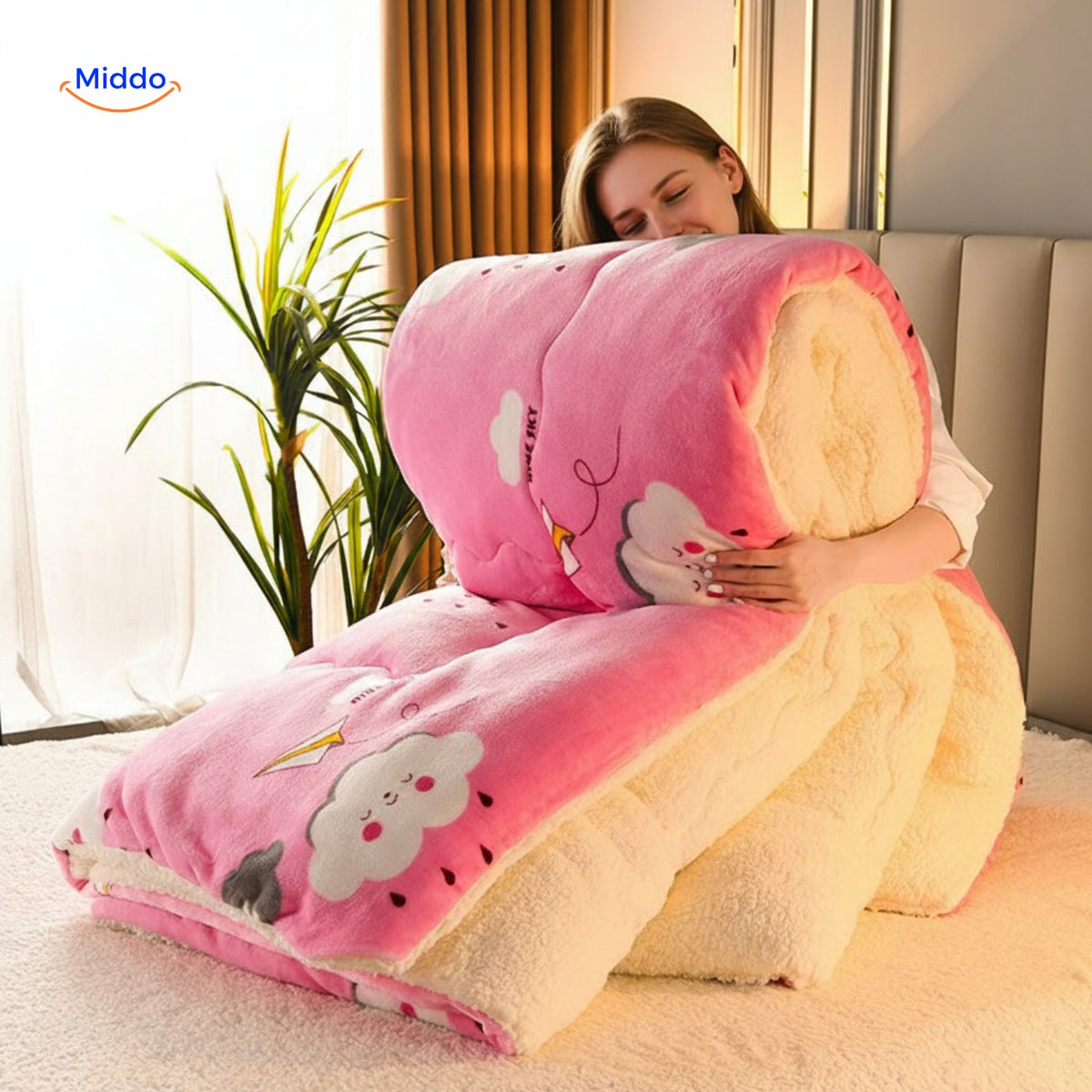 Warmora Deken knusse fleece deken met sherpa voering voor thuis www.middo.nl