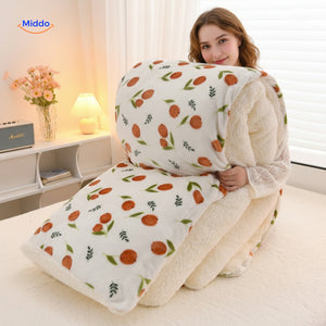 Warmora Deken pluche fleece deken met sherpa voering voor bank www.middo.nl