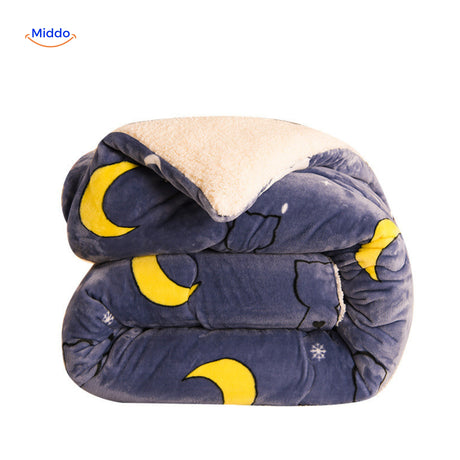 Warmora Deken zachte fleece deken met sherpa en maanprint www.middo.nl
