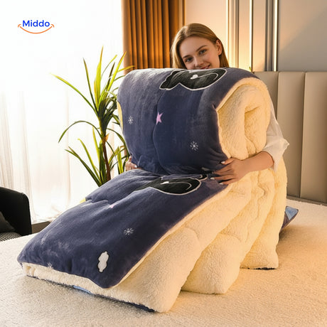 Warmora Deken zachte fleece deken met sherpa voering voor bank en bed www.middo.nl