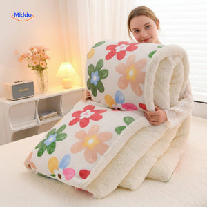 Warmora Deken zachte winterdeken met sherpa voering voor bank en bed www.middo.nl
