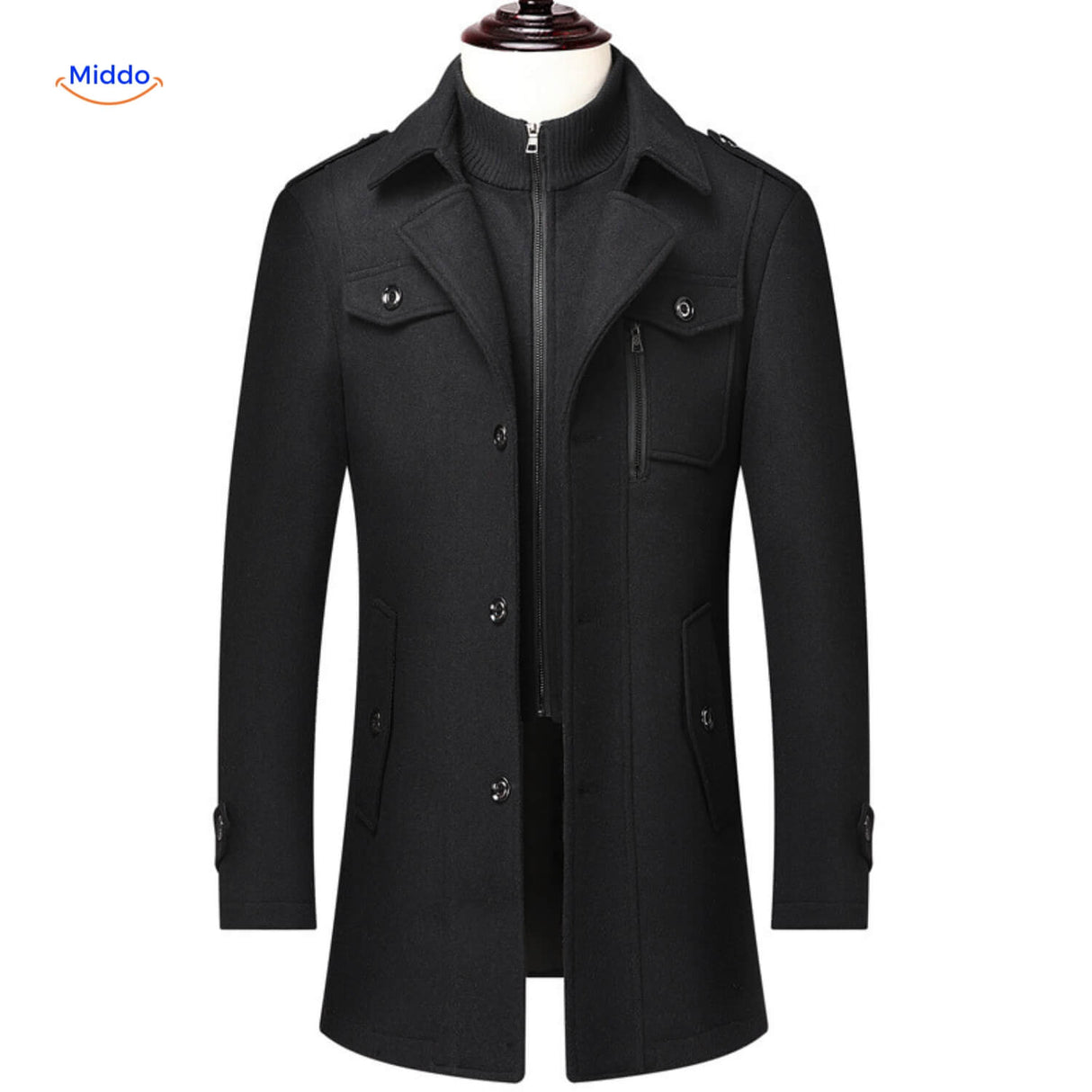 WoolGuard™ Winterjas | Wolmix, dubbele kraag & Britse erfgoedstijl