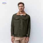 WinterFlex Herenjas donker groen met bruine kraag www.middo.nl