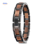 Woodforge Armband houten herenarmband met metalen schakels www.middo.nl