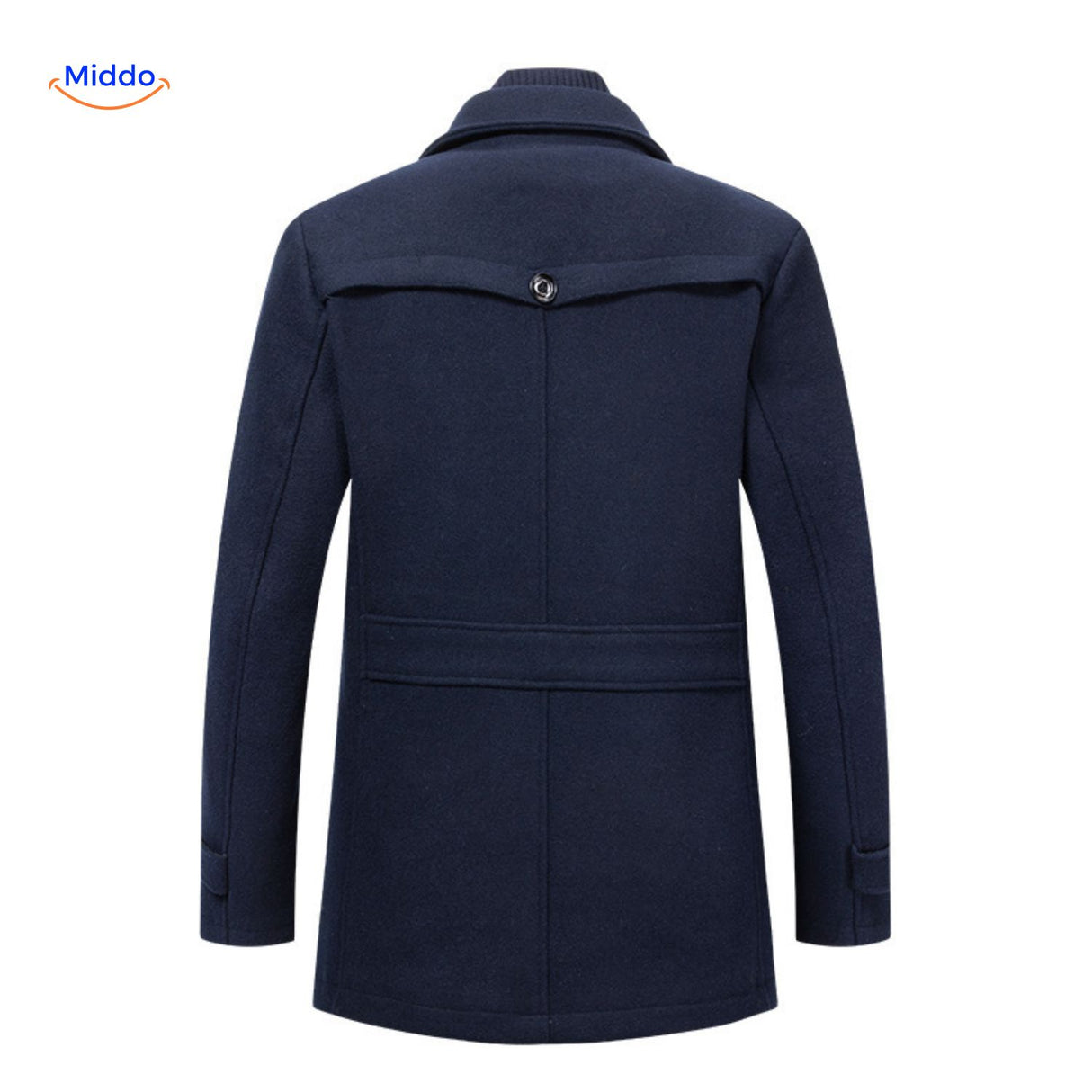 WoolGuard Dubbele Kraag Achterzijde Donkerblauwe Jas