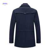 WoolGuard Dubbele Kraag Achterzijde Donkerblauwe Jas