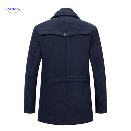 WoolGuard Dubbele Kraag Achterzijde Donkerblauwe Jas