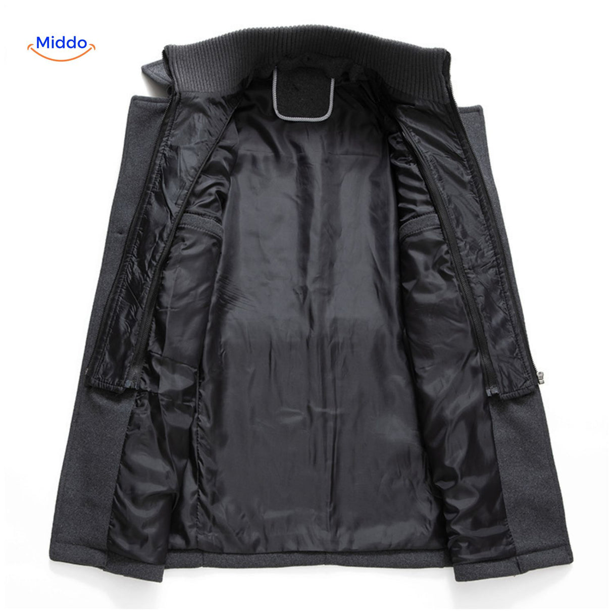 WoolGuard Dubbele Kraag Binnenkant Grijze Jas