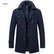 WoolGuard Dubbele Kraag Donkerblauwe Winterjas