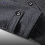 WoolGuard Dubbele Kraag Mouwdetail Grijze Jas