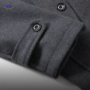 WoolGuard Dubbele Kraag Mouwdetail Grijze Jas