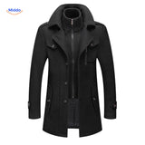 WoolGuard Dubbele Kraag Zwarte Winterjas