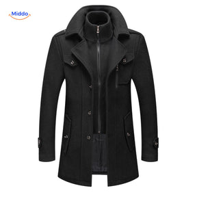 WoolGuard Dubbele Kraag Zwarte Winterjas