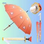 ZenBrella animeparaplu groene en zwarte checkerboard paraplu met zwart rood zwaardhandvat middo.nl