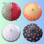 ZenBrella animeparaplu oranje paraplu met witte driehoeken en zwaardachtige handvat middo.nl