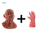 Zombiora Masker masker met witte ogen en hand zonder klauwen www.middo.nl