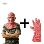 Zombiora Masker verbrand gezichtsmasker met hand zonder klauwen www.middo.nl