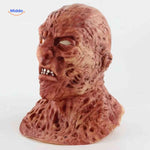 Zombiora Masker verbrand gezichtsmasker met hoed en rode ogen www.middo.nl