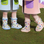 Zureto Shark Regenlaarzen kind met roze regenjas en gekleurde stippen laarzen