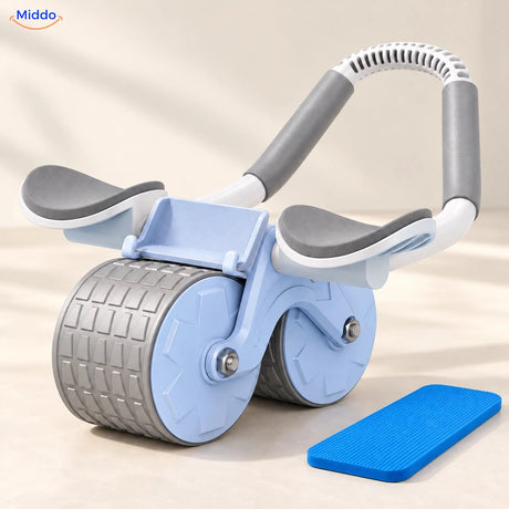 AbWheel Pro™ – Grijs Blauw – kniemat 34 × 15 cm