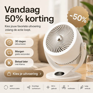 Airstream ventilator van Middo met tijdelijke 50 procent korting aanbieding voor stille krachtige verkoeling