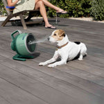 airstream ventilator groene buitenventilator met vernevelaar voor huisdieren www.middo.nl