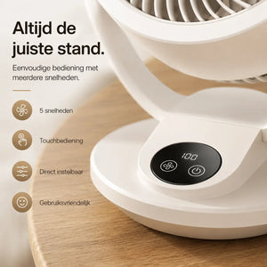 Airstream ventilator van Middo met meerdere snelheidsstanden en eenvoudige touchbediening