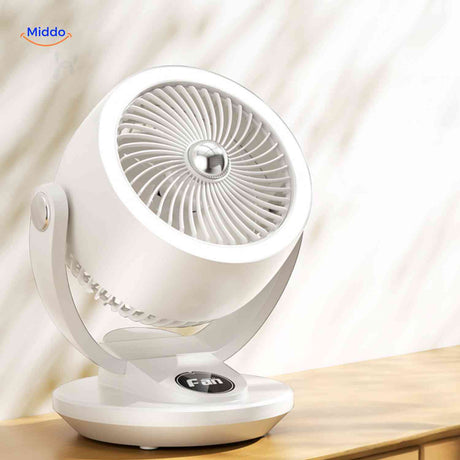 airstream ventilator witte stille tafelventilator met rond design www.middo.nl