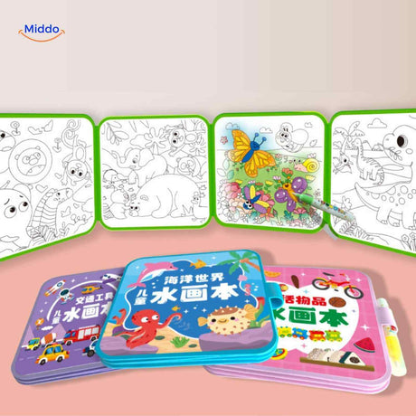 aquaDoodle boek kleurrijke kleurplaten kind water inkt verven speelpret www.middo.nl