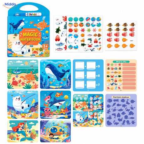 AquaDraw Oceaan – waterkleurboek met activiteiten en stickers