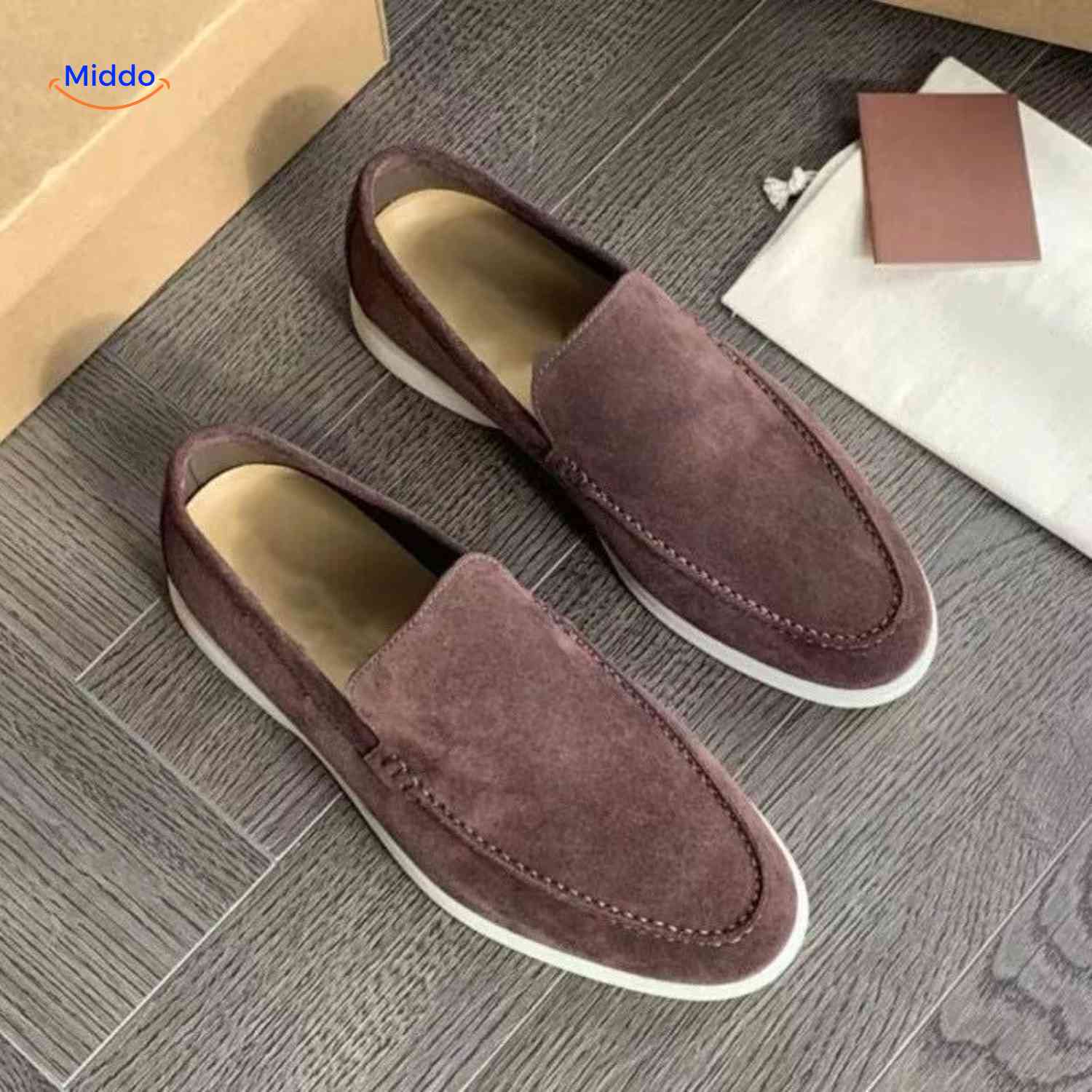 beckwin loafers donkerbruin suede slip on herenschoen www.middo.nl