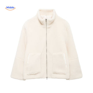 beige teddy jas licht