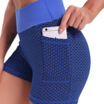 FlexFit™ | Ademend Hoge Taille Jacquard Yoga Shorts voor Dames, Liftend & Comfortabel