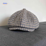 blinderstyle cap blauw bruin houndstooth wollen pet www.middo.nl