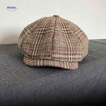 blinderstyle cap bruin rood geruite wollen pet www.middo.nl